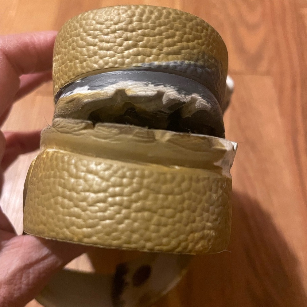 Birkenstock White, Silver Gray and Gold Buckle Sandals - Picture 6 of 7